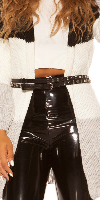 Trendy leatherette waist belt Black